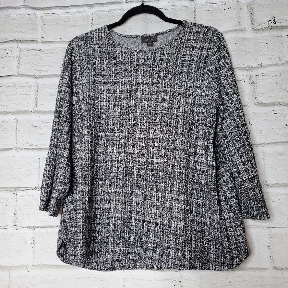 J. Jill Wearever Collection Long Sleeve Black White Rayon Pullover Shirt